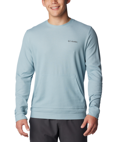 Columbia Men's Pitchstone Knit Crewneck Shirt In Stone Blue