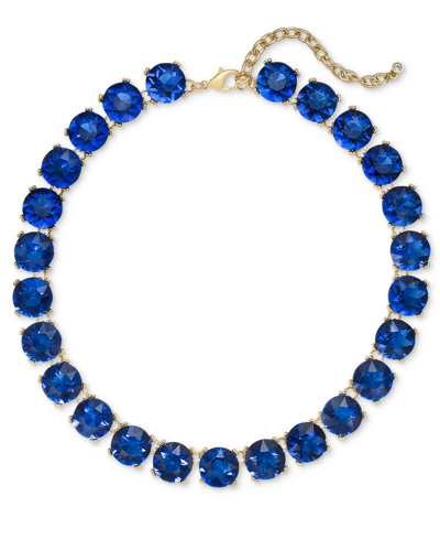 On 34th Gold-tone Stone All-around Necklace, 16" + 3" Extender, Created For Macy's In Blue