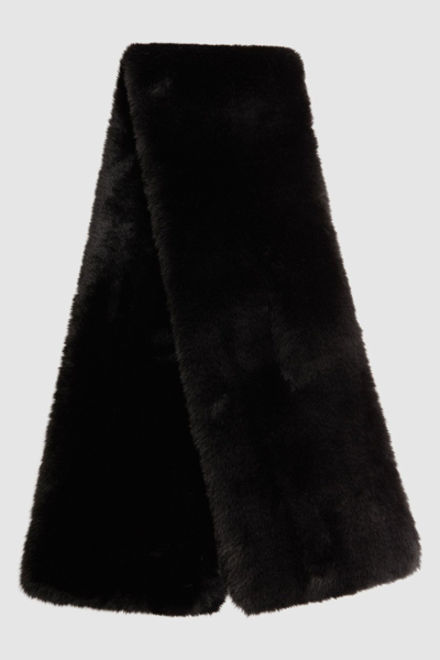 Reiss Francesca - Black Faux Fur Scarf, One