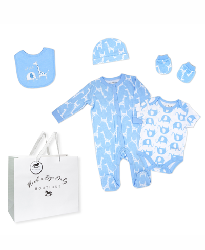 Rock-a-bye Baby Boutique Baby Boys Safari Layette, 6 Piece Set In Blue