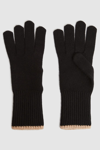 Reiss Hazel - Black/camel Wool Blend Contrast Trim Gloves,