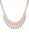 GIVENCHY GOLD-TONE CHAMPAGNE IMITATION PEARL CRYSTAL STATEMENT COLLAR NECKLACE, 16" + 3" EXTENDER