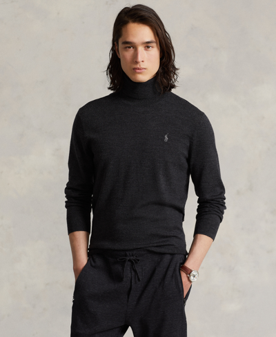 Polo Ralph Lauren Men's Washable Wool Turtleneck Sweater In Dark Granite Hthr