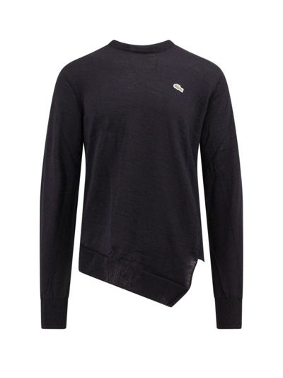 Comme Des Garçons Wool Sweater With Frontal Lacoste Patch In Black