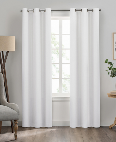 Eclipse Kendall Grommet Solid Textured Thermaback Blackout Curtain Panel, 54" X 42" In White