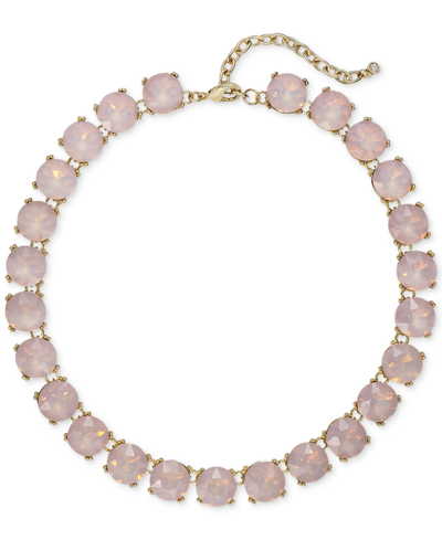 On 34th Gold-tone Stone All-around Necklace, 16" + 3" Extender, Created For Macy's In Pink