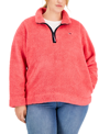 TOMMY HILFIGER PLUS SIZE QUARTER-ZIP LONG-SLEEVE SHERPA PULLOVER