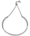 Adornia Rhodium-plated Curved Bar Slider Bracelet In Silver