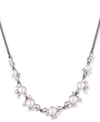 GIVENCHY HEMATITE-TONE IMITATION PEARL & CRYSTAL FRONTAL NECKLACE, 16" + 3" EXTENDER