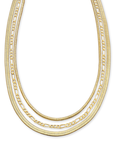On 34th Three-row Chain Necklace, 19" + 2" Extender, Created For Macy's In Gold