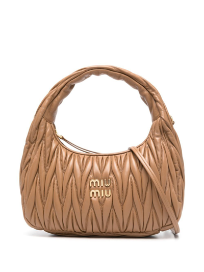 Miu Miu Wander Matelassé Shoulder Bag In Brown