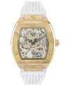 Philipp Plein Men's Automatic The $keleton White Silicone Strap Watch 44mm In White