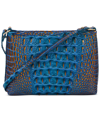 Brahmin Lorelei Croc Embossed Leather Shoulder Bag In Deep Azure