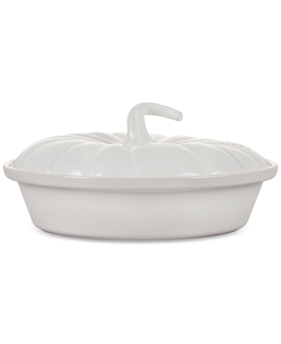 Le Creuset Glazed Stoneware Pumpkin Baker With Lid In White