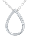 MACY'S DIAMOND OPEN TEARDROP 18" PENDANT NECKLACE (1/10 CT. T.W.) IN STERLING SILVER