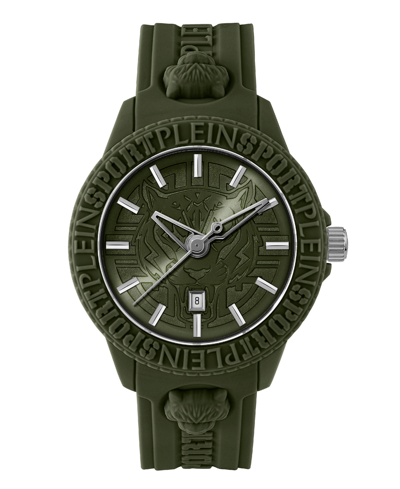 Plein Sport Men's Watch 3 Hand Date Quartz Fearless Green Silicone Strap Watch 43mm