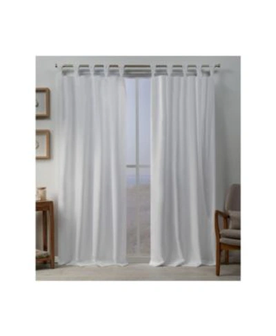 Exclusive Home Curtains Loha Linen Braided Tab Top Curtain Panel Pair In White