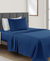 Sunham Microfiber Easy Care Solid 3-pc. Sheet Set, Twin In Navy