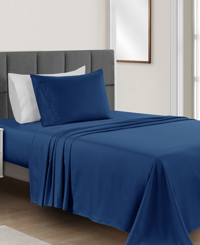 Sunham Microfiber Solid 3-pc. Sheet Set, Twin In Navy