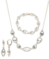 GIVENCHY 3-PC. SET STONE & COLOR STONE & MARQUISE LINK NECKLACE, BRACELET, & MATCHING DROP EARRINGS