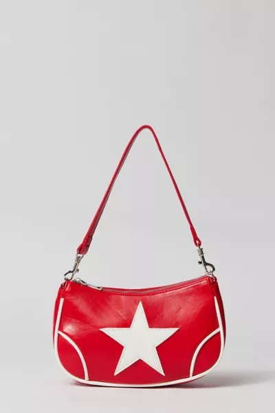 Urban Outfitters Daphne Moto Baguette Bag In Red + White