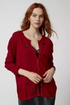 Urban Renewal Remade Bow Crop Femme Cardigan In Red