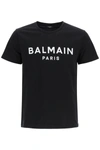 Balmain Eco-designed Cotton T-shirt With  Logo Print In Noir/blanc