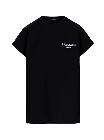 Balmain Flocked Logo T-shirt In White