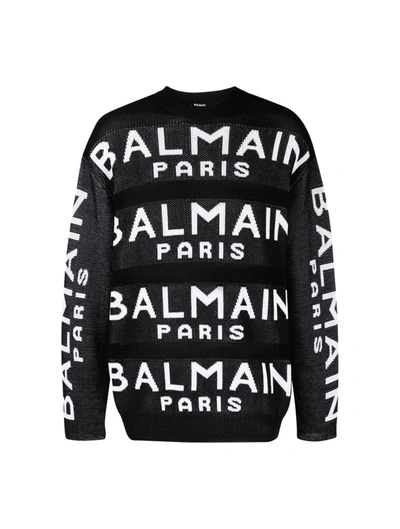 Balmain Sweater In Eab Noir Blanc