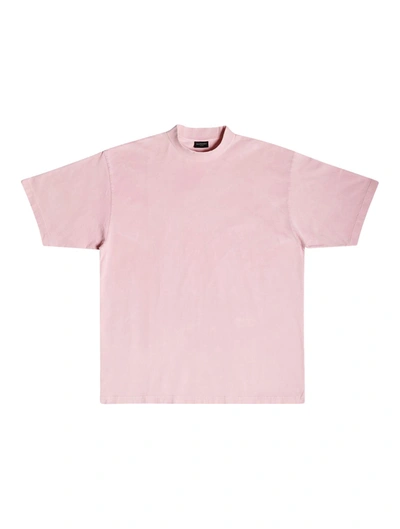 Balenciaga Bb Paris Strass T-shirt Medium Fit In Faded Pink