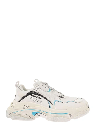 Balenciaga Triple S Sketch-print Sneakers In White