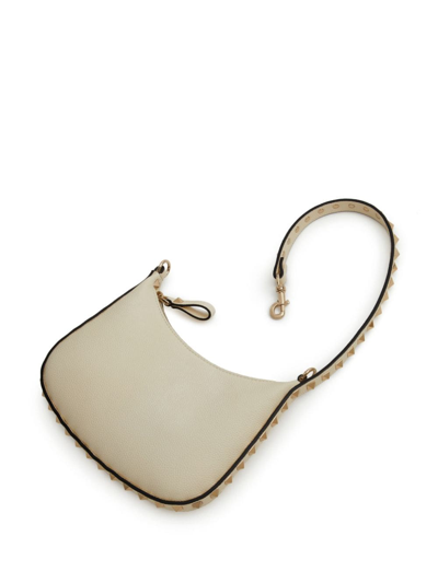 Valentino Garavani Rockstud Leather Small Hobo Bag In White