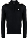 Emporio Armani Logo Wool Polo Shirt In Blue
