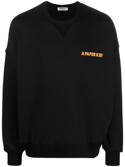 A Paper Kid Unisex Cotton Sweatshirt In Black