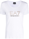 Ea7 Evolution Stretch Cotton And Modal Blend T-shirt With Oversized Logo In White
