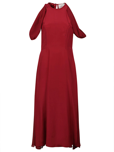 Cri.da Silk Midi Dress In Red