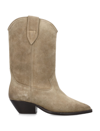 Isabel Marant Mid-height Suede Western Boots With Pointed Toe And Block Heel In Taupe