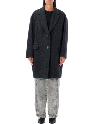 Marant Etoile Checked Single-breasted Coat In Black