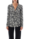 Isabel Marant Étoile Lyss Gathered Abstract-print Blouse In Black/white