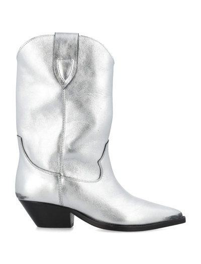 Isabel Marant Duerto Metallic Short Western Boots In Silver