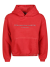 Alexander Wang Glitter Puff Logo Bi-color Shrunken Sweatshirt In A Fiery Red Combo