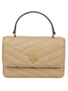 Tory Burch Kira Chevron Mini Top Handle Chain Wallet In Desert Dune