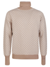 Drumohr Geometric Pattern Turtleneck Sweater With Ribbed Trim In Cammello