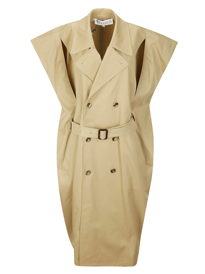 Jw Anderson Sleeveless Cotton Midi Trench Coat In 130