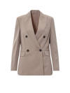 Brunello Cucinelli Double-breasted Blazer With Monili In Beige