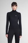 Casablanca Ribbed Turtleneck Sweater Long Sleeves In Black