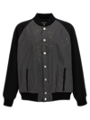 Balmain Black Cotton Denim Bomber Jacket In Black