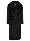 APPARIS ASTRID BLACK DOUBLE-BREASTED COAT WITH REVERS COLLAR IN FAUX FUR WOMAN