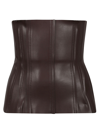 Norma Kamali Vegan Leather Corset In Chocolate Brown