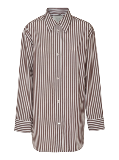 Studio Nicholson Stripe Long Shirt In Brown